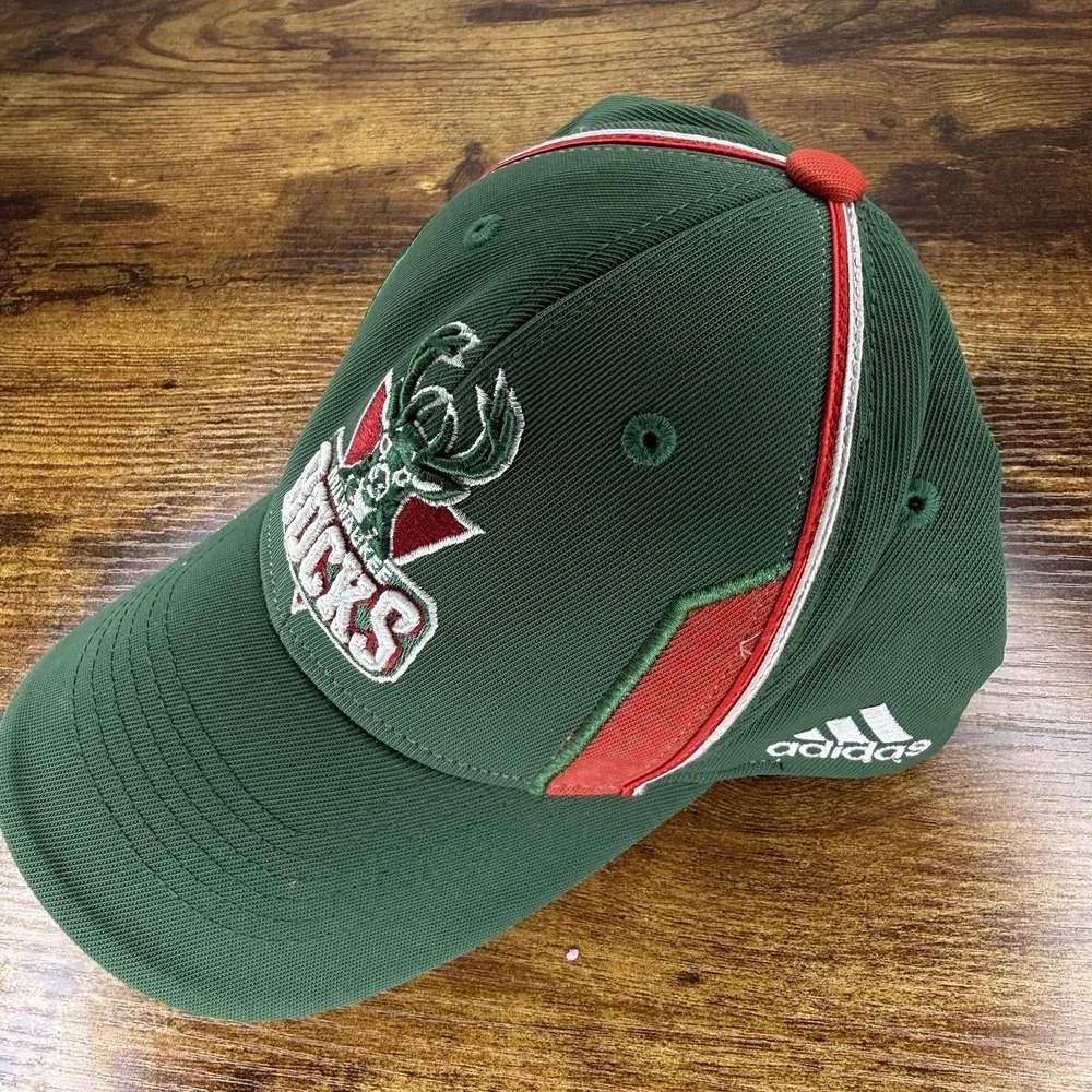 Adidas Milwaukee Bucks NBA Green Flex Fit Hat One Size Fits All Cap